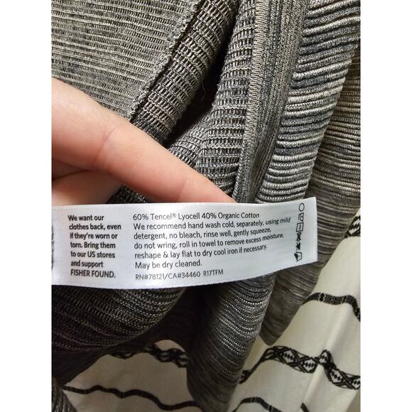 Eileen Fisher gray heather ribbed knit cotton blend open cardigan medium - Picture 12 of 12